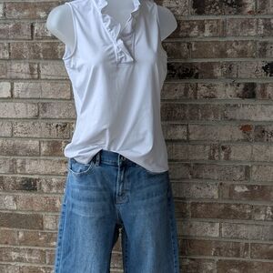 White Sleeveless Ruffle Top